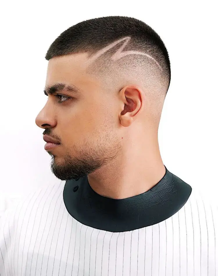 Buzz cut with hair design haircut