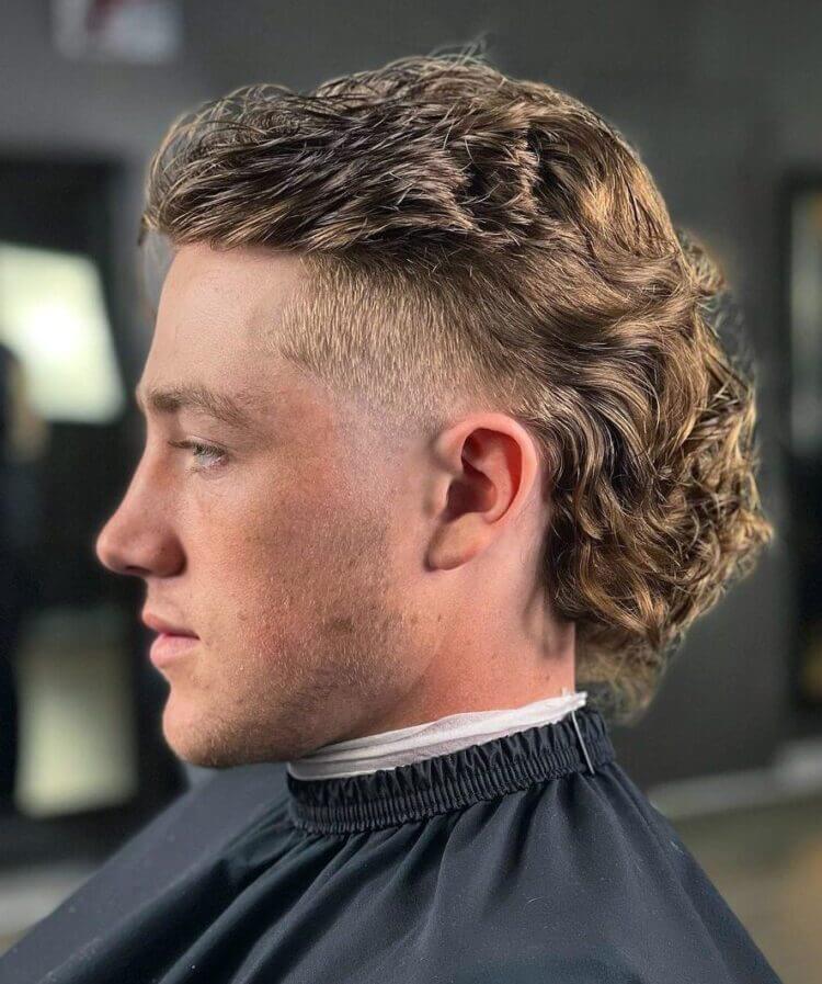 Curly Back with Temple-Faded Mullet