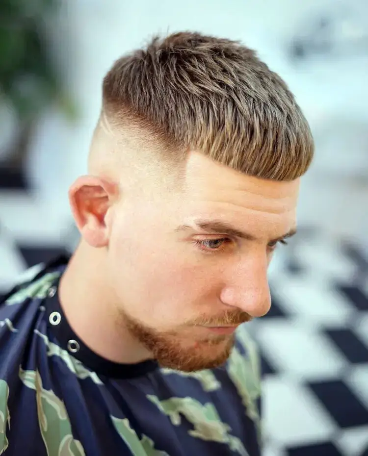 French Crop with High Fade and Line up haircut