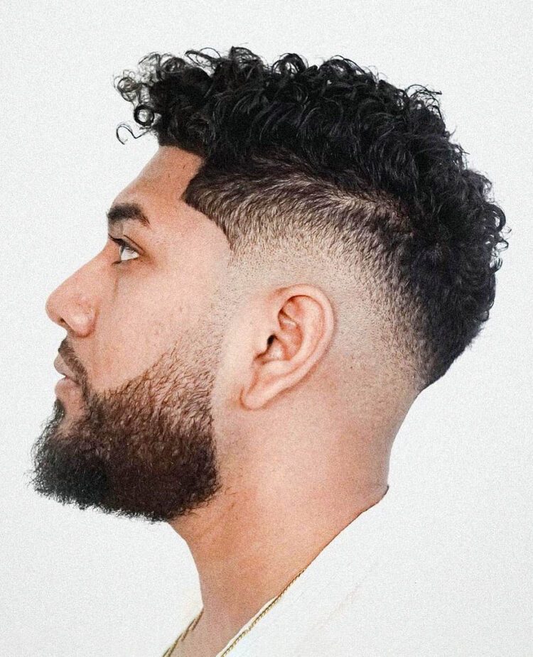 Neat Drop fade with Curly Top haircut