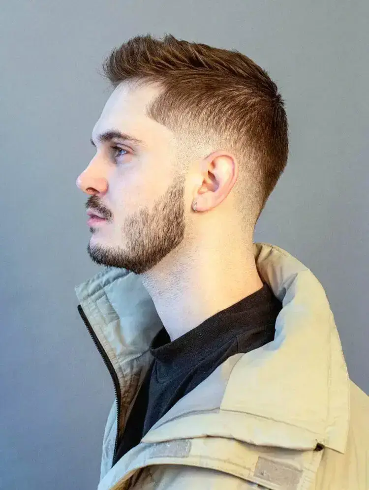 Spiky Top Crew Cut with Low Fade haircut