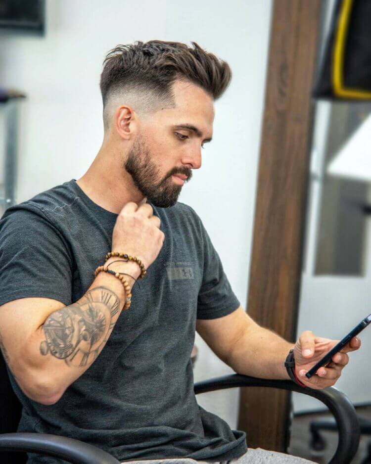 Brush Up with Mid Fade with Faded Temple
