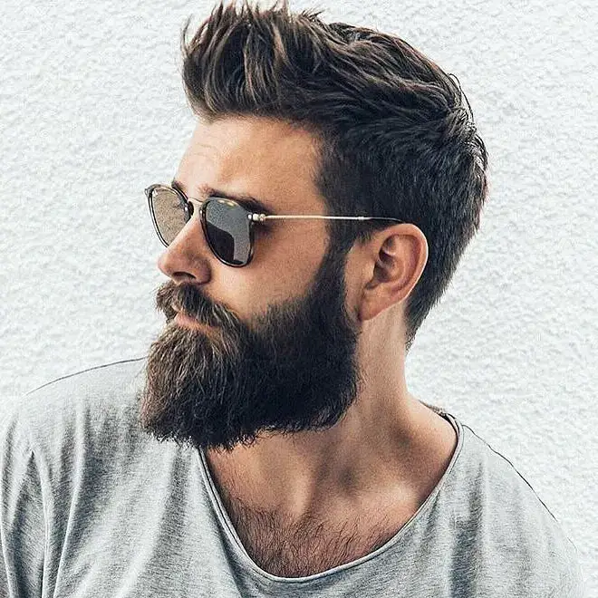 Hipster Faux Hawk with Beard And Glasses haircut