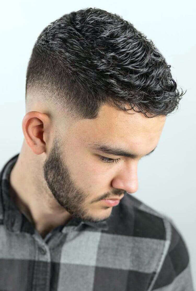 Short Wavy Top with Fine Low Fade haircut
