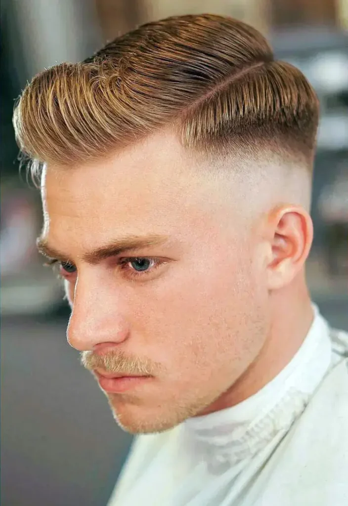 Side Part with Pompadour haircut