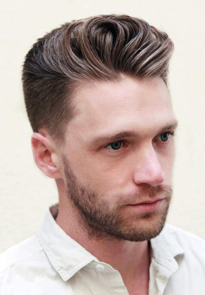 Broken Quiff with Brush Back haircut