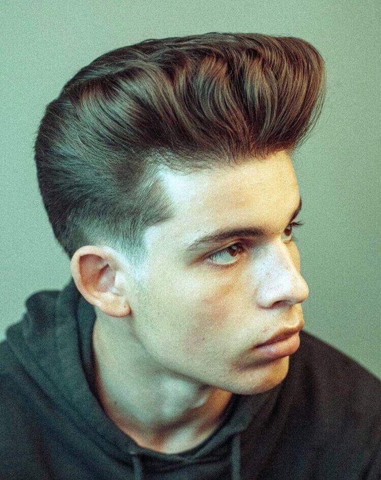 Long Top Pompadour with Tapered Sides haircut