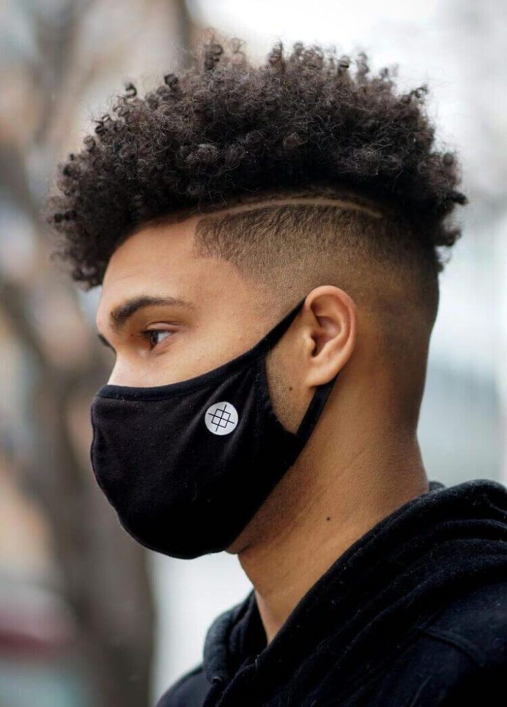 Thin Afro Undercut with Hard Part hairstyle