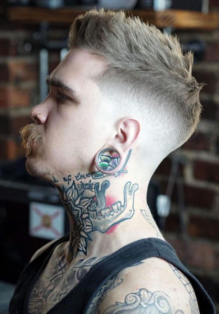 Very Hipster High Fade with Mustache haircut